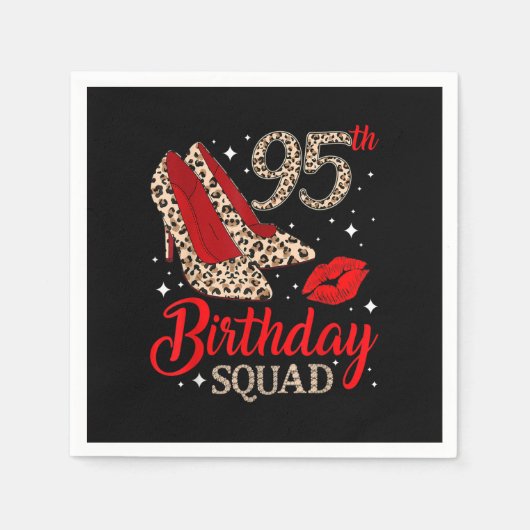 95 Years Old Gifts 95th Birthday Squad Leopard Hig スタンダードカクテルナプキン (正面)