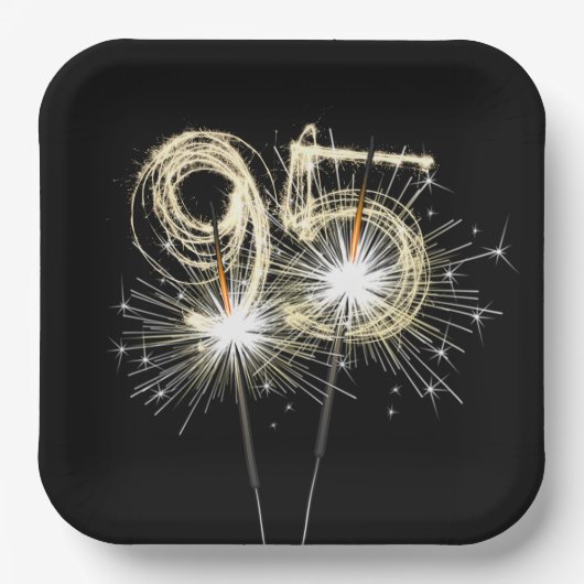 95thバースデーパーティースパーカーズオンブラック ペーパープレート (正面)