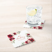 95thバースデーパーティードレッドピンクカスタムフローラ ペーパーコースター (インサイチュ)