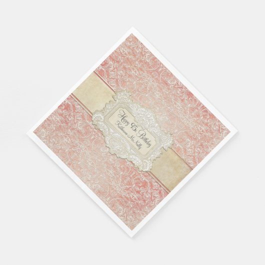 95thバースデーパーティーヴィンテージフランスのレースリージェンシー スタンダードランチョンナプキン (角)