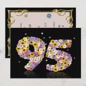 95thバースデーパーティー、花の文字 招待状 (正面/裏面)