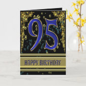 95th誕生日カード(金ゴールドとバブル) カード (黄色い花)