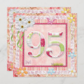 95th誕生日パーティースクラップブック作りスタイル 招待状 (正面/裏面)