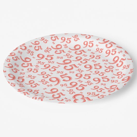 95th誕生日パーティー乱数模様サンゴ ペーパープレート (アングル)