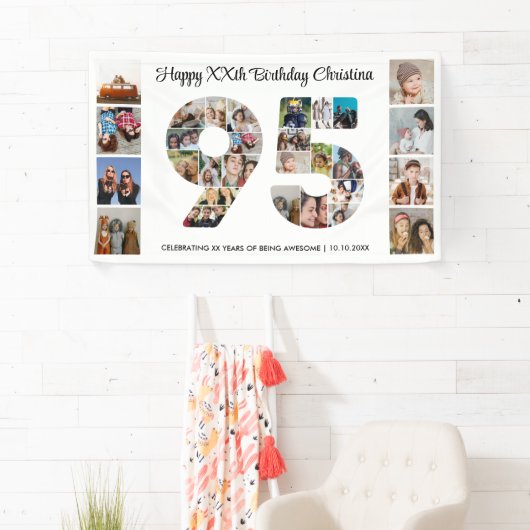 95th誕生日パーティー番号95フォトコラージュ 横断幕 (インサイチュ)