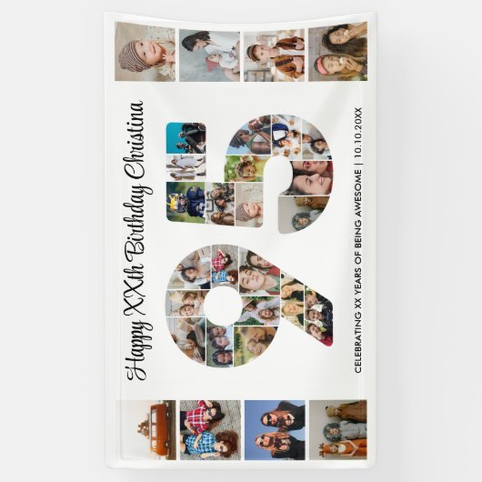 95th誕生日パーティー番号95フォトコラージュ 横断幕 (縦)