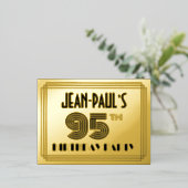 95th誕生日パーティー~アールデコスタイル"95" +名前 箔招待状ポストカード (立ち正面)