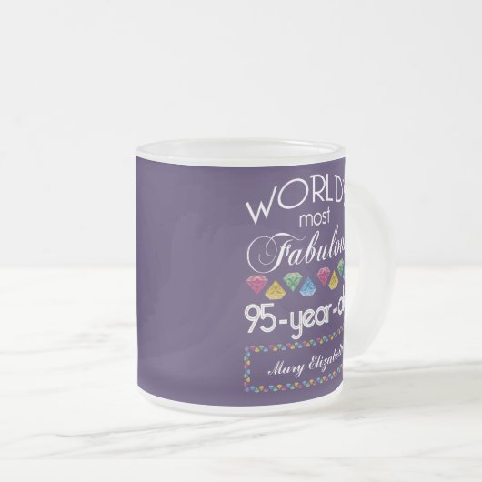 95th誕生日モストファヴルカラフルゲムズパープル フロストグラスマグカップ (正面右)