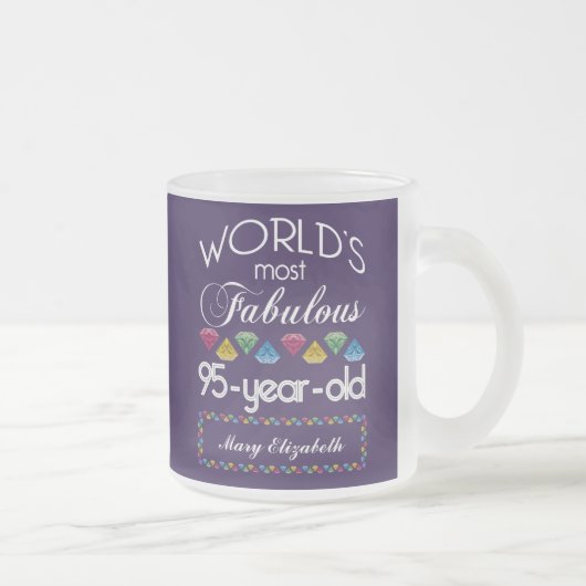 95th誕生日モストファヴルカラフルゲムズパープル フロストグラスマグカップ (右)