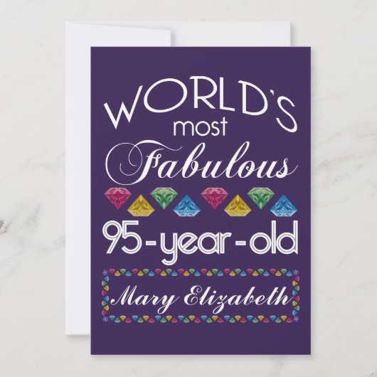 95th誕生日モストファヴルカラフルゲムズパープル 招待状 (正面)