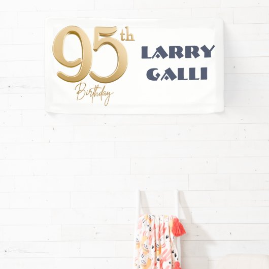 95th誕生日金ゴールドネイビーブルー名前をカスタムする 横断幕