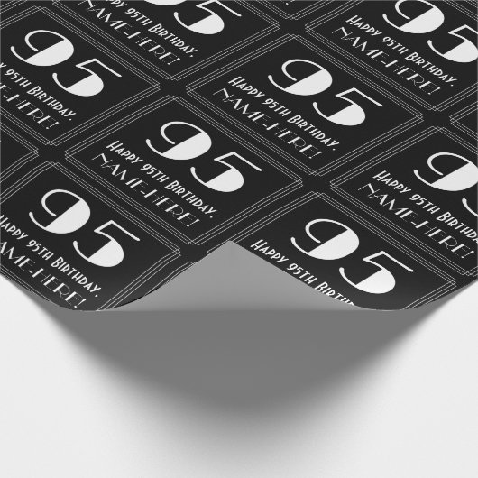 95th誕生日-インスパイアアールデコルック"95"，名前 ラッピングペーパー (角)