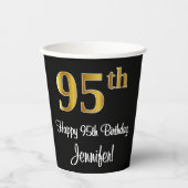 95th誕生日-エレガント高級フェイク金ゴールドルック# 紙コップ (正面)