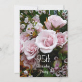 95th誕生祝いピンクローズ 招待状 (正面)