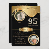 95th,誕生日マン95th,エレガント art deco,purple 招待状 (正面/裏面)