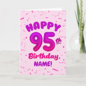 95th Balloon Number Custom Name Birthday Card カード (正面)