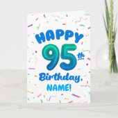 95th Balloon Number Custom Name Birthday Card カード (正面)