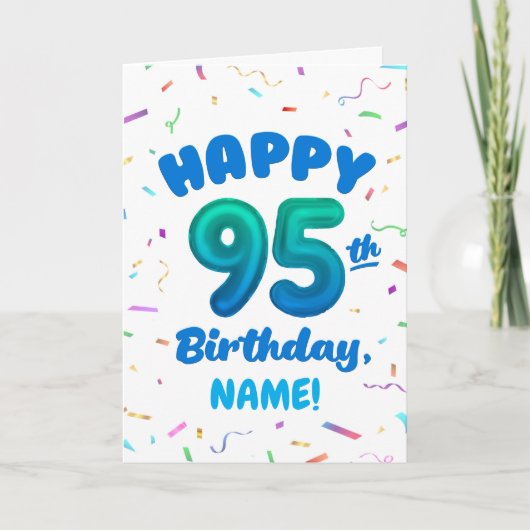 95th Balloon Number Custom Name Birthday Card カード (正面)