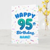 95th Balloon Number Custom Name Birthday Card カード (黄色い花)