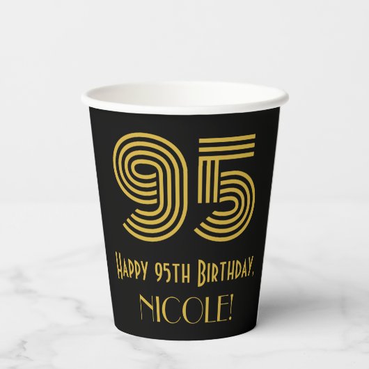 95th Birthday: Art Deco Inspired Look “95” & Name 紙コップ (裏面)