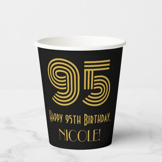 95th Birthday: Art Deco Inspired Look “95” & Name 紙コップ (正面)