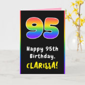 95th Birthday: Colorful Rainbow # 95, Custom Name カード (黄色い花)