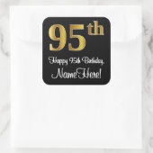 95th Birthday – Elegant Luxurious Faux Gold Look # スクエアシール (バッグ)