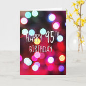 95th Birthday Neon Party Lights カード (黄色い花)