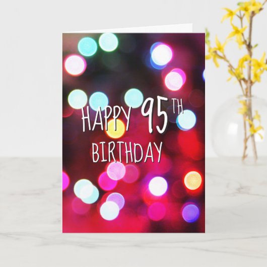 95th Birthday Neon Party Lights カード (黄色い花)