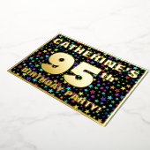 95th Birthday Party —おもしろいカラフル、Stars Pattern 箔招待状 (回転した状態)