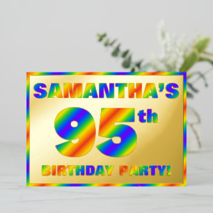 95th Birthday Party —おもしろい、レインボースペクトル「95」 箔招待状