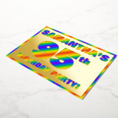 95th Birthday Party —おもしろい、レインボースペクトル「95」 箔招待状 (回転した状態)