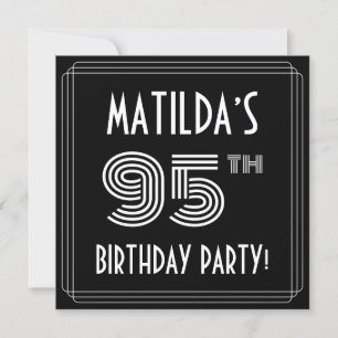 95th Birthday Party:アールデコスタイル(名前をカスタムする付) 招待状