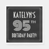95th Birthday Party:アールデコスタイル+名前をカスタムする スタンダードランチョンナプキン (正面)