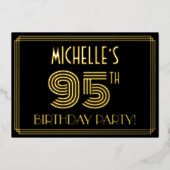 95th Birthday Party —アールデコスタイル「95」 +名前 箔招待状 (正面)