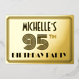 95th Birthday Party —アールデコスタイル「95」 & Name 箔招待状