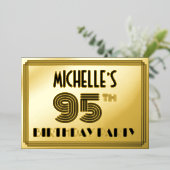 95th Birthday Party —アールデコスタイル「95」 & Name 箔招待状 (立ち正面)