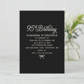 95th Birthday Party Black White Pearl Script Bow 招待状 (スタンド正面)