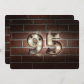 95th Birthday Party-marquee lights on brick 招待状 (正面/裏面)