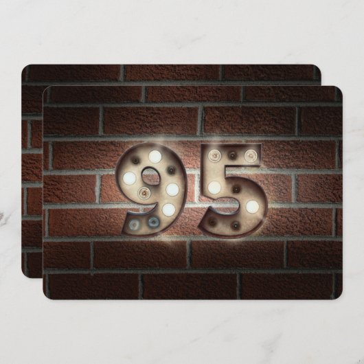 95th Birthday Party-marquee lights on brick 招待状 (正面/裏面)