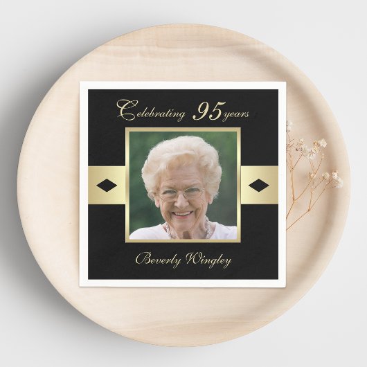 95th Birthday Party Photo on Black紙 スタンダードカクテルナプキン