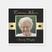 95th Birthday Party Photo on Black紙 スタンダードカクテルナプキン (正面)