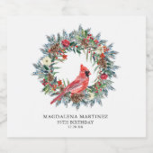 95th Birthday Party Red Cardinal Wreath Custom スパークリングワインラベル (シングルラベル)