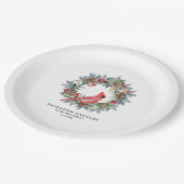 95th Birthday Party Red Cardinal Wreath Custom ペーパープレート (アングル)
