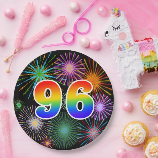 96イベント-おもしろいカラフル、はっきりしたレインボー96 ペーパープレート (パーティー)