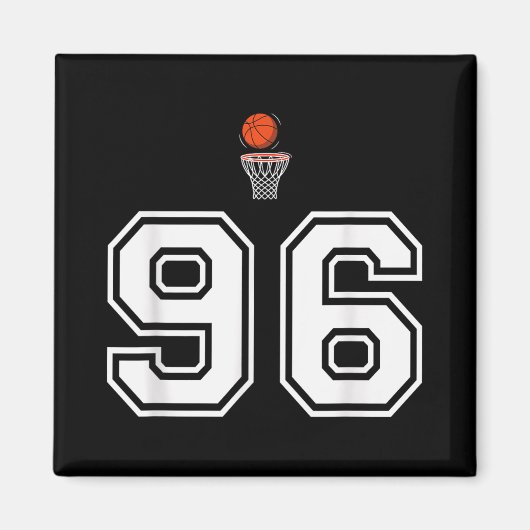 96ナンバーバスケットボールスタイルヴィンテージ白 マグネット (正面)