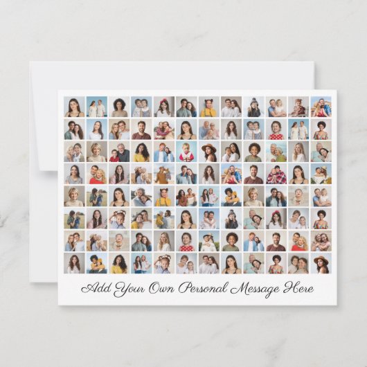 96枚の写真コラージュ 自分のメッセージを追加 シーズンカード (正面)