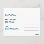 96歳の誕生日おめでとう:楽しいハート柄、虹色の96 ポストカード (裏面)