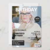 96歳の誕生日をお祝いするおしゃれな雑誌風の表紙 招待状 (正面)