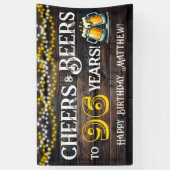 96歳の誕生日パーティーバナー Cheers and Beers 横断幕 (縦)